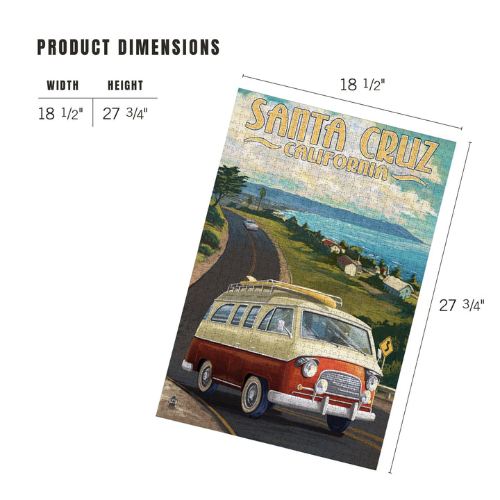 Santa Cruz, California, Camper Van, Jigsaw Puzzle Puzzle Lantern Press 