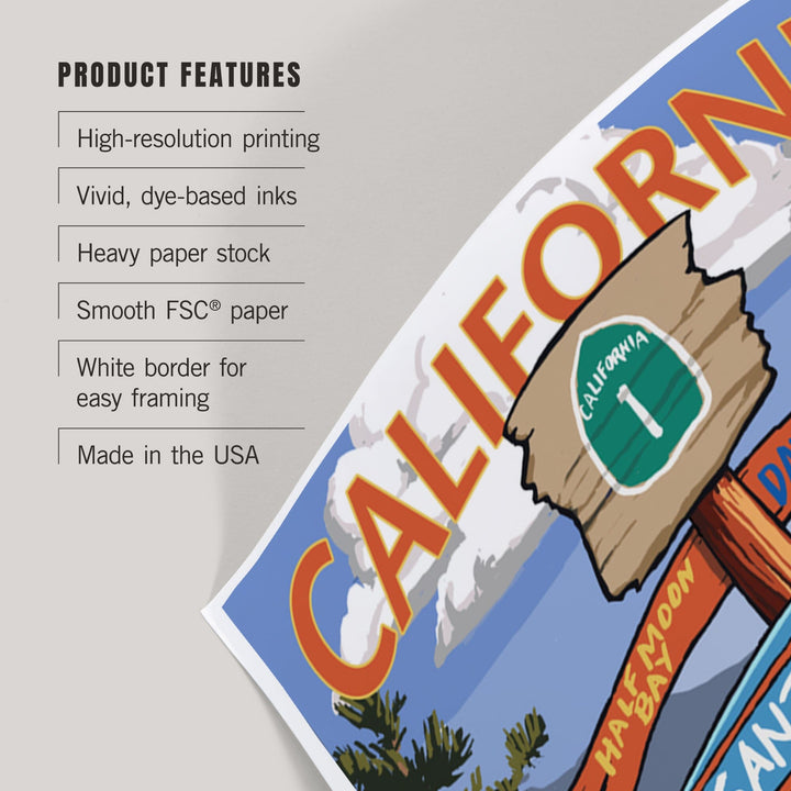 Santa Cruz, California, Destinations Sign, Art & Giclee Prints Art Lantern Press 