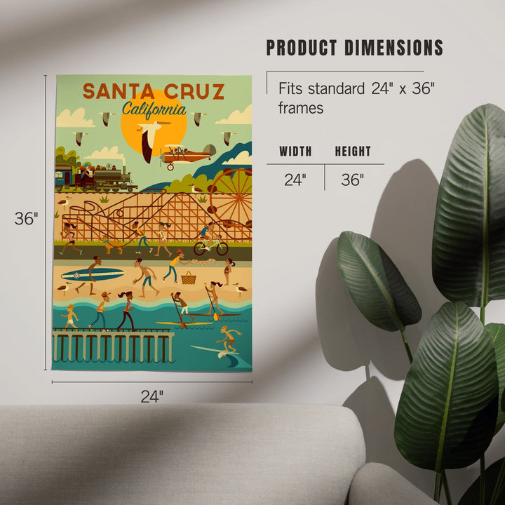 Santa Cruz, California, Geometric City Series, Art & Giclee Prints Art Lantern Press 