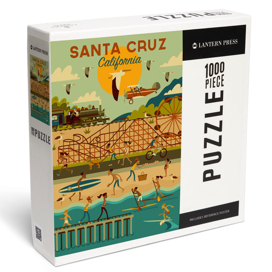 Santa Cruz, California, Geometric City Series, Jigsaw Puzzle Puzzle Lantern Press 