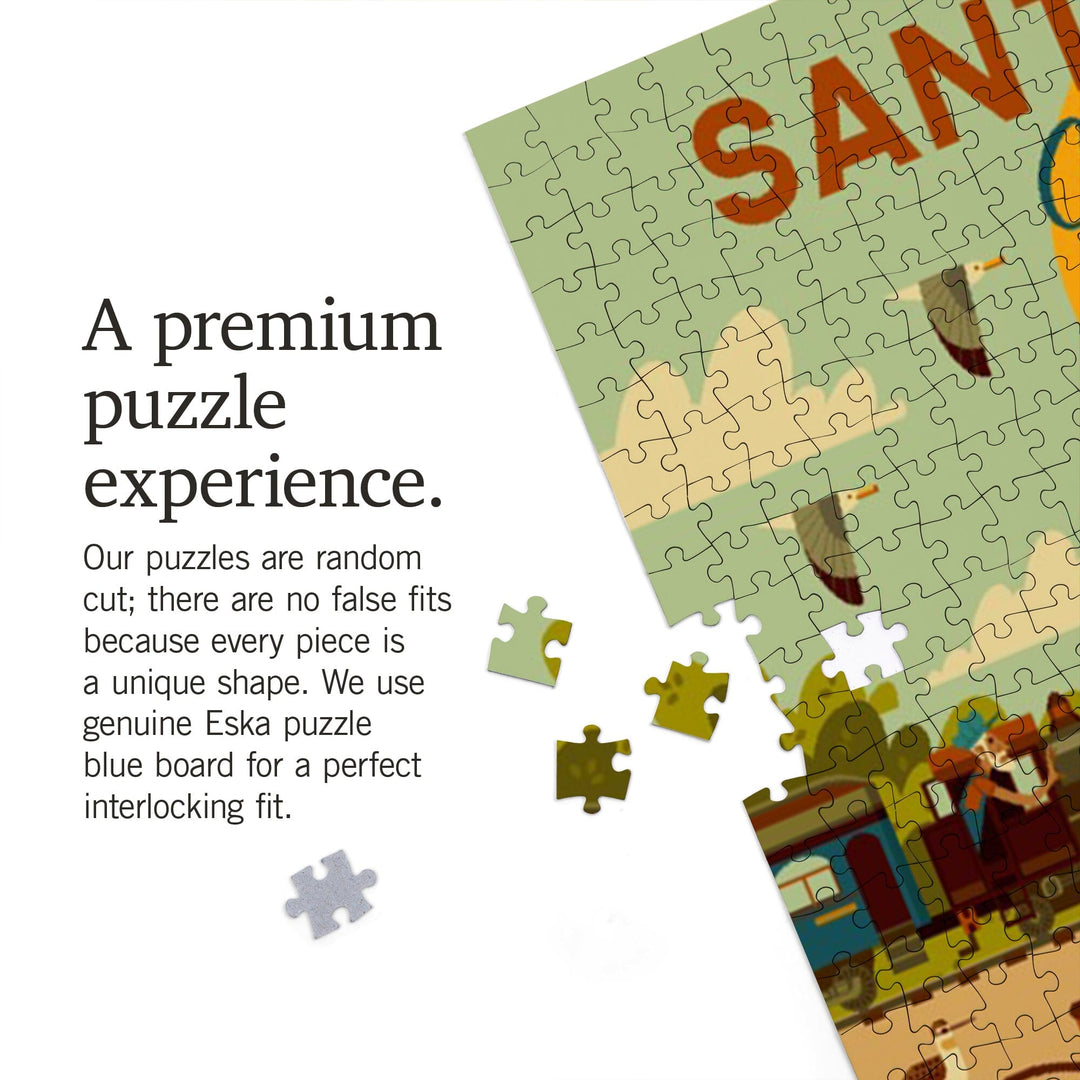 Santa Cruz, California, Geometric City Series, Jigsaw Puzzle Puzzle Lantern Press 