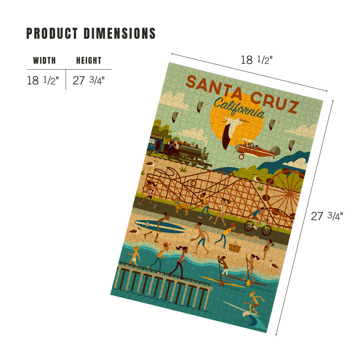 Santa Cruz, California, Geometric City Series, Jigsaw Puzzle Puzzle Lantern Press 