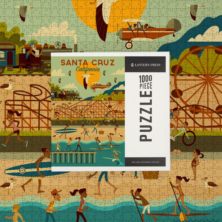 Santa Cruz, California, Geometric City Series, Jigsaw Puzzle Puzzle Lantern Press 