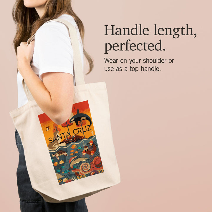 Santa Cruz, California, Geometric, Marine Animals, Tote Bag Totes Lantern Press 
