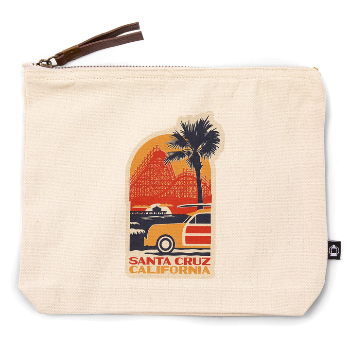 Santa Cruz, California, Giant Dipper,, Organic Cotton Zipper Pouch, Go Bag Go Bag Lantern Press 