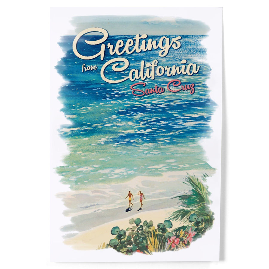 Santa Cruz, California, Greetings from California, Beach Scene with Vignette, Art & Giclee Prints Art Lantern Press 