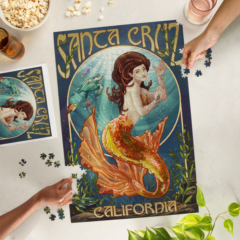 Santa Cruz, California, Mermaid, Jigsaw Puzzle Puzzle Lantern Press 
