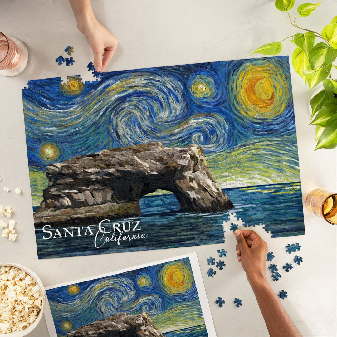 Santa Cruz, California, Natural Bridges, Starry Night Series, Jigsaw Puzzle Puzzle Lantern Press 