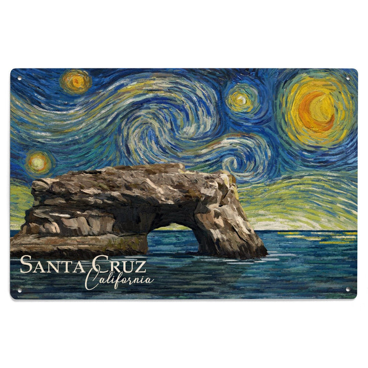 Santa Cruz, California, Natural Bridges, Starry Night Series, Wood Signs and Postcards Wood Lantern Press 