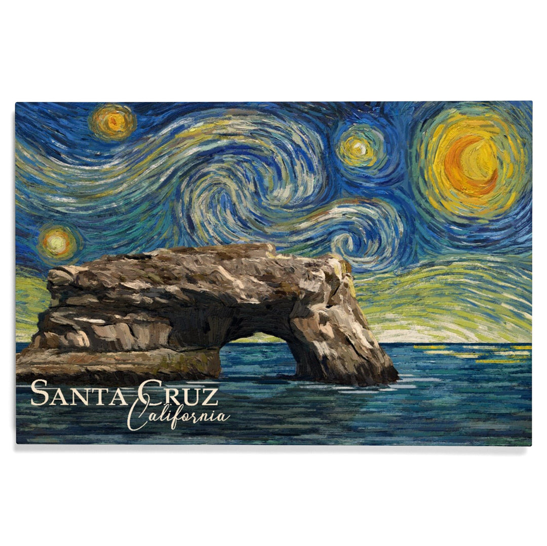 Santa Cruz, California, Natural Bridges, Starry Night Series, Wood Signs and Postcards Wood Lantern Press 