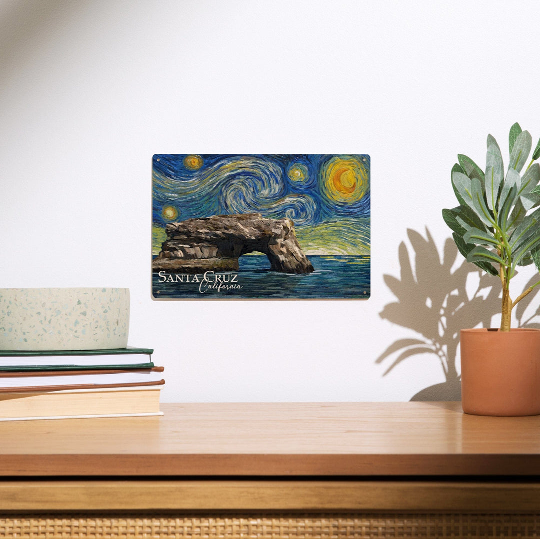 Santa Cruz, California, Natural Bridges, Starry Night Series, Wood Signs and Postcards Wood Lantern Press 