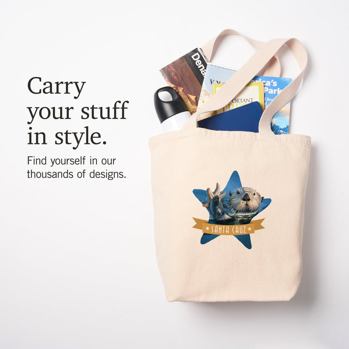 Santa Cruz, California, Otter with Starfish,, Tote Bag Totes Lantern Press 