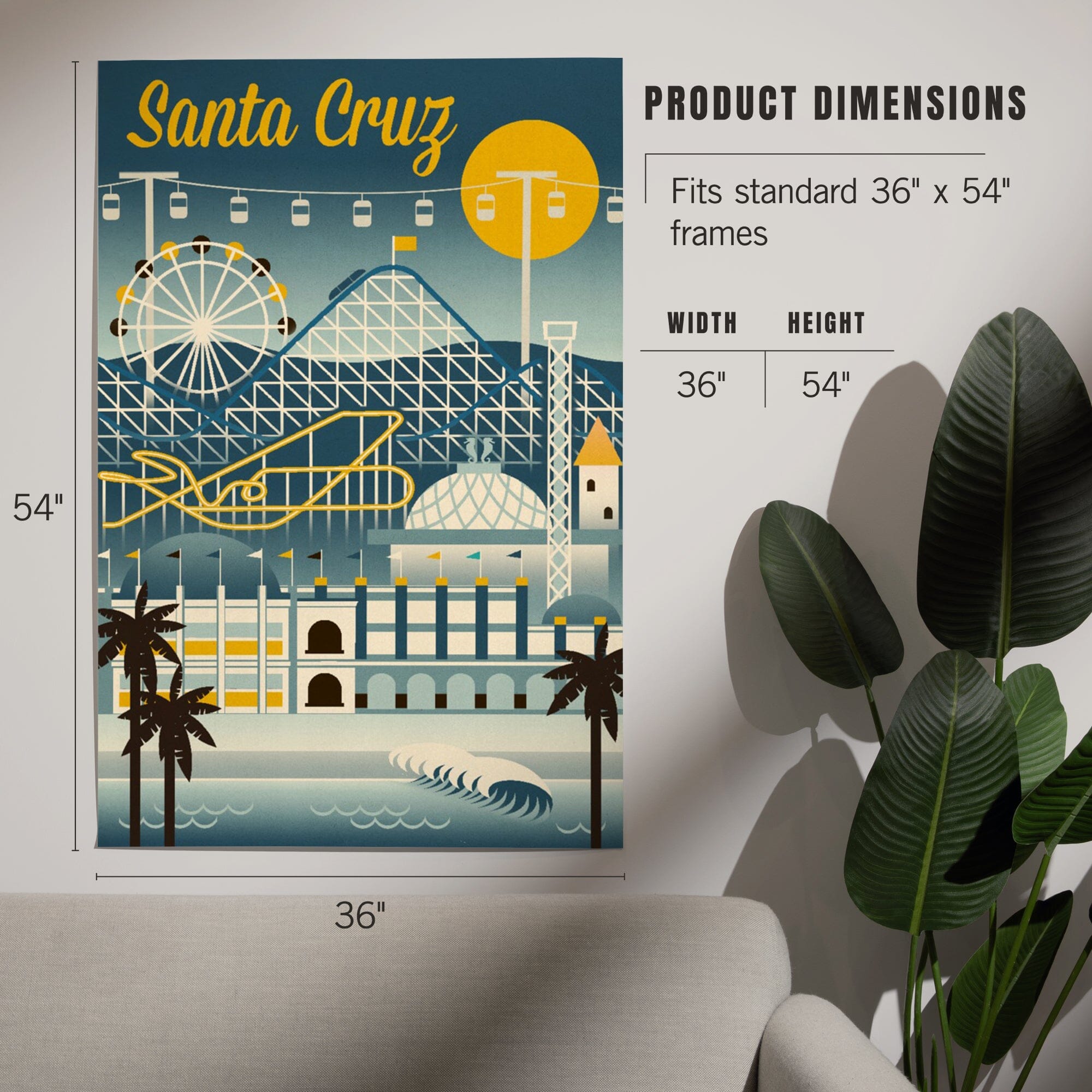 Santa Cruz, California, Retro Skyline Classsic Series, Art & Giclee Prints