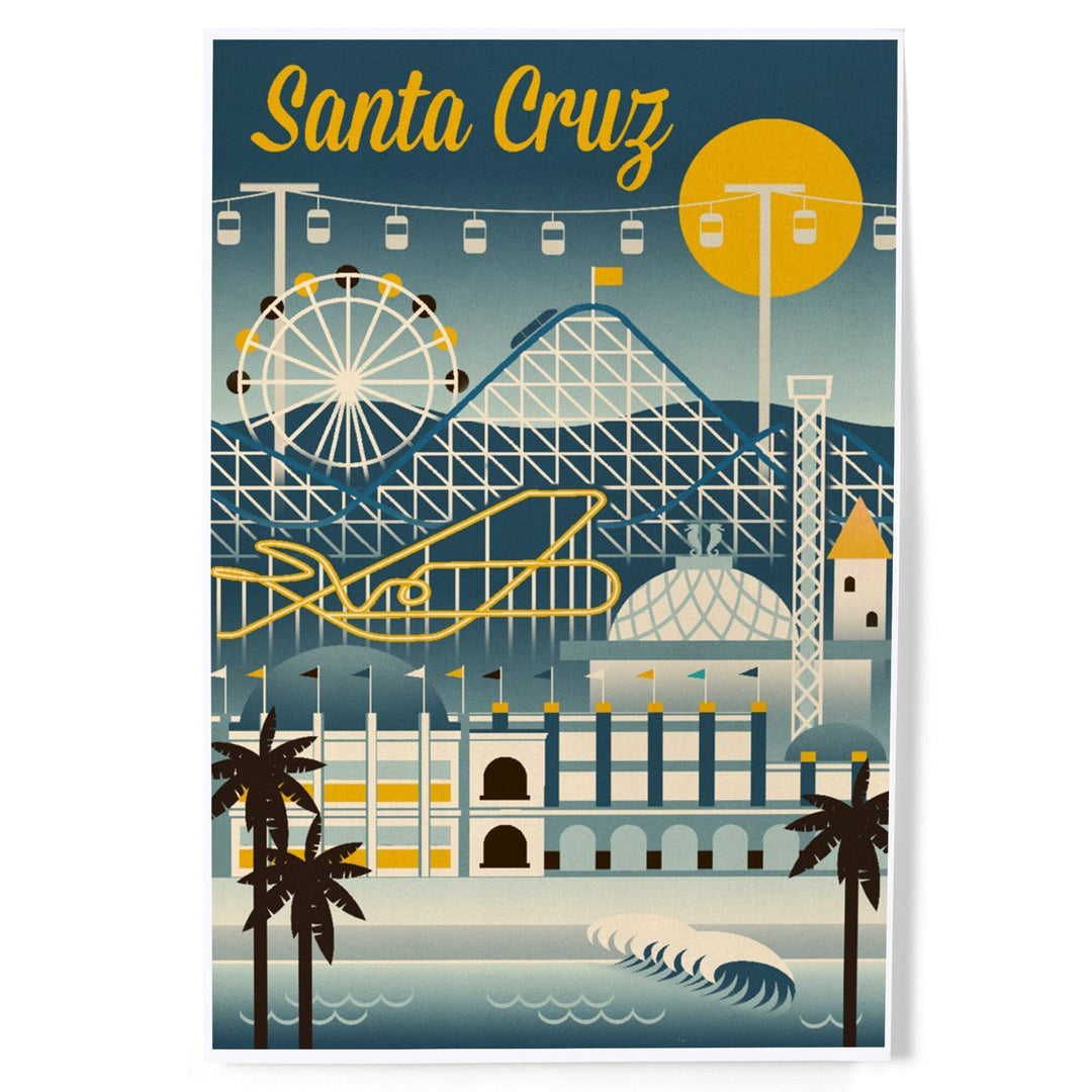 Santa Cruz, California, Retro Skyline Classsic Series, Art & Giclee Prints Art Lantern Press 