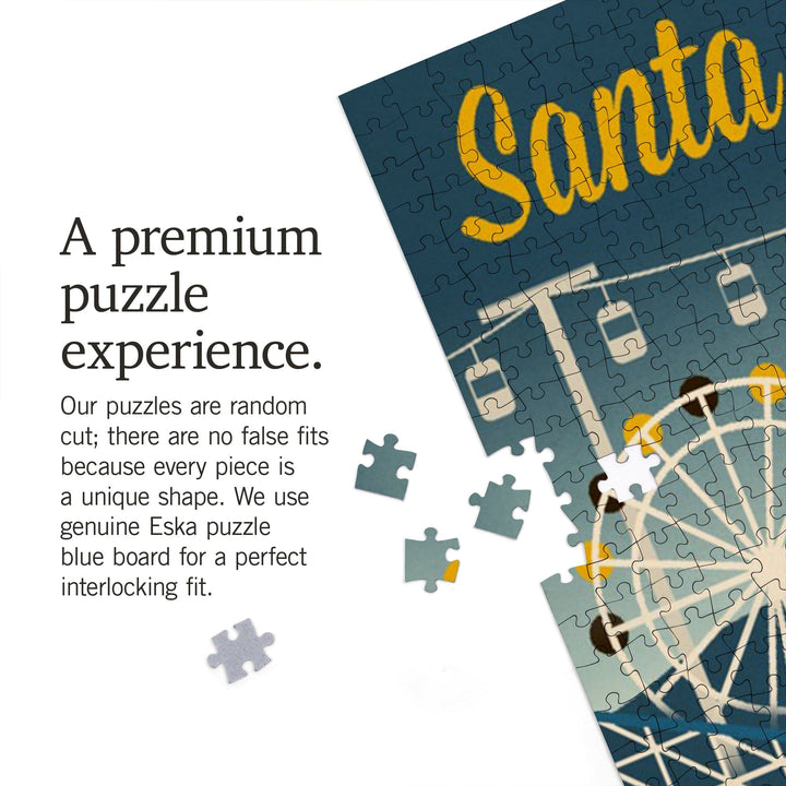Santa Cruz, California, Retro Skyline Classsic Series, Jigsaw Puzzle Puzzle Lantern Press 