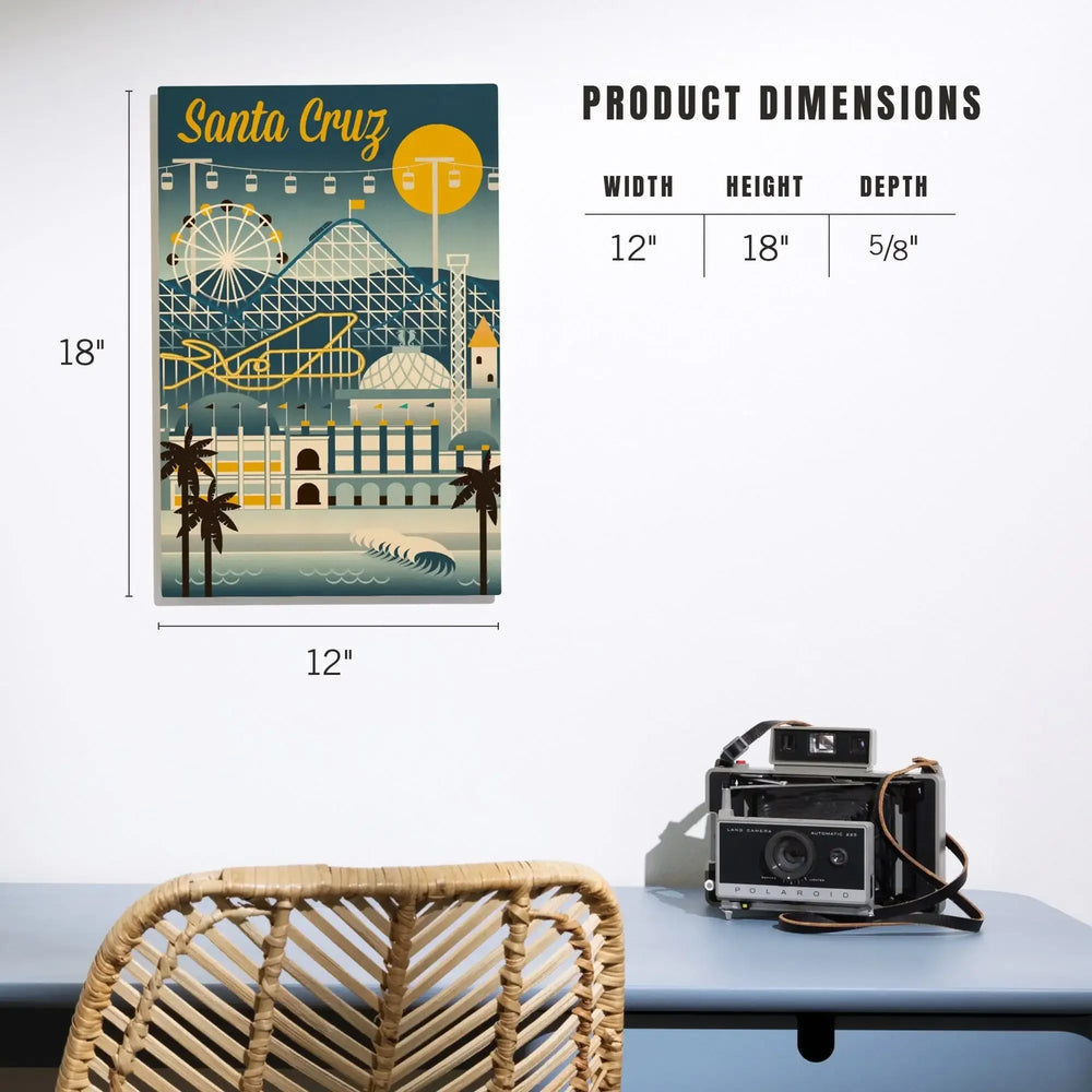 Santa Cruz, California, Retro Skyline Classsic Series, Lantern Press Artwork, Wood Signs and Postcards Wood Lantern Press 
