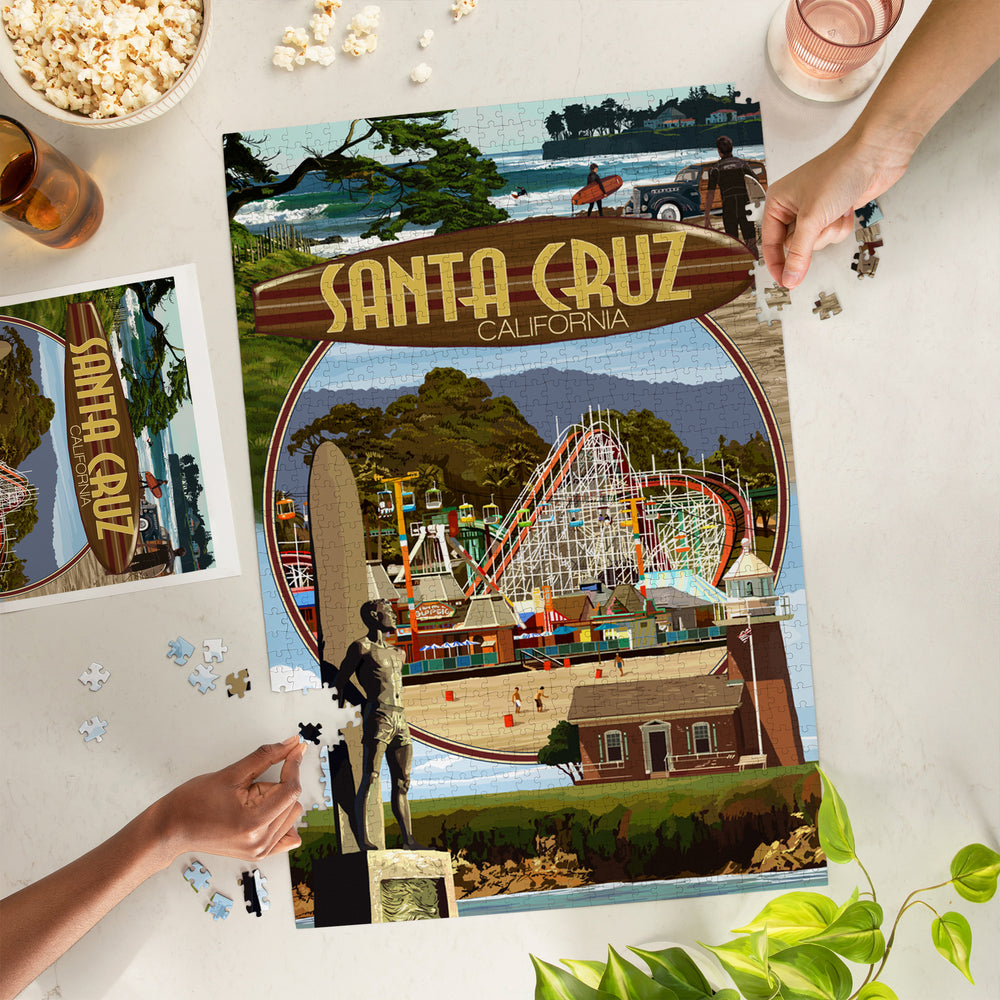 Santa Cruz, California, Scenes Montage, Jigsaw Puzzle Puzzle Lantern Press 