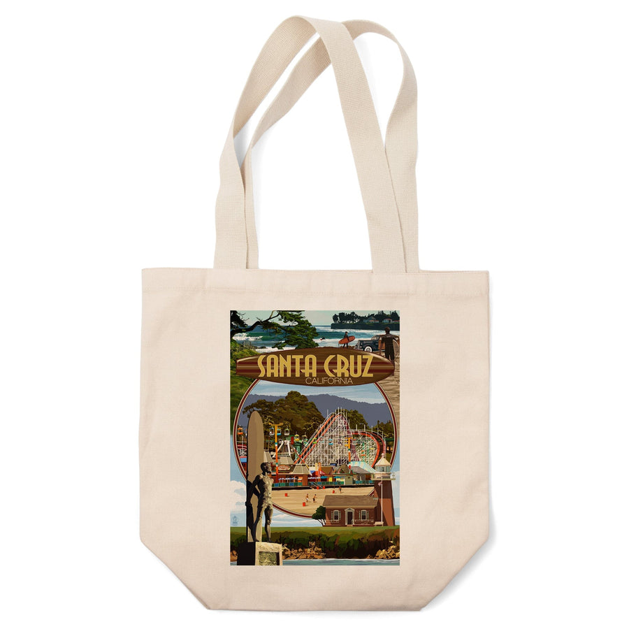 Santa Cruz, California, Scenes Montage, Tote Bag Totes Lantern Press 