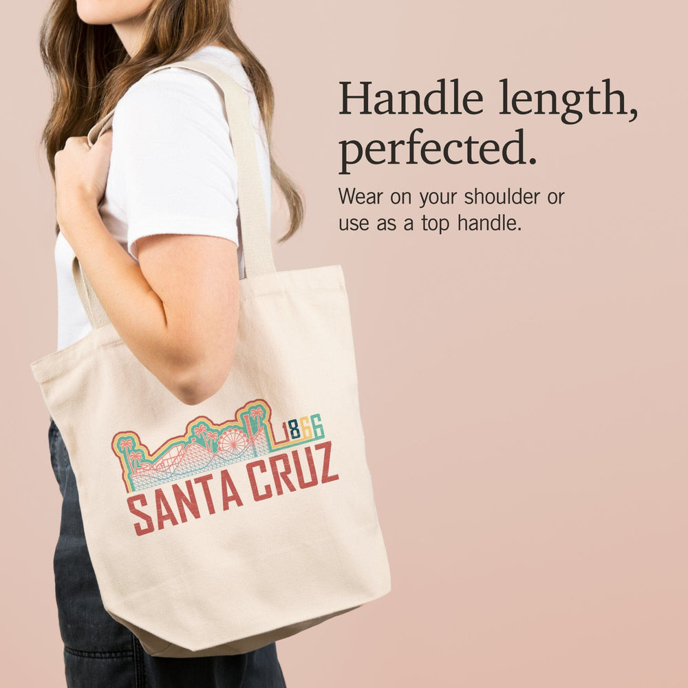 Santa Cruz, California, Skyline, Retro, Beach Colors,, Tote Bag Totes Lantern Press 