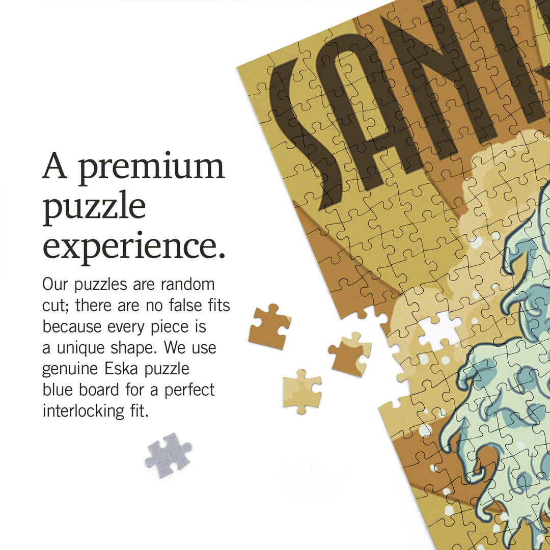Santa Cruz, California, Surfer Statue, Jigsaw Puzzle Puzzle Lantern Press 