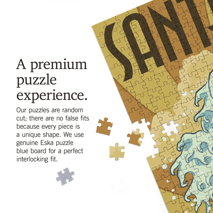 Santa Cruz, California, Surfer Statue, Jigsaw Puzzle Puzzle Lantern Press 