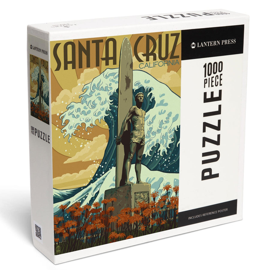 Santa Cruz, California, Surfer Statue, Jigsaw Puzzle Puzzle Lantern Press 