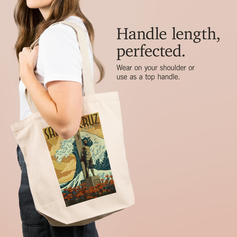 Santa Cruz, California, Surfer Statue, Tote Bag Totes Lantern Press 