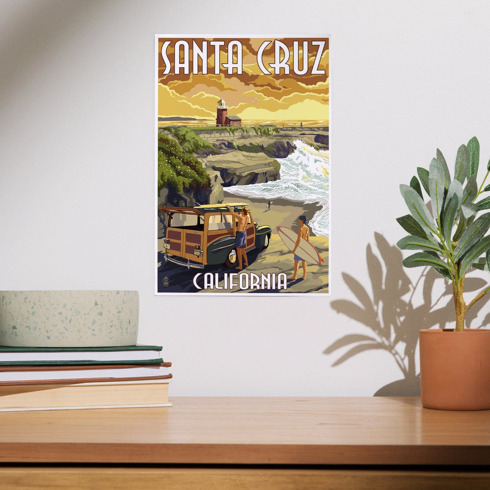 Santa Cruz, California, Woody and Lighthouse, Art & Giclee Prints Art Lantern Press 