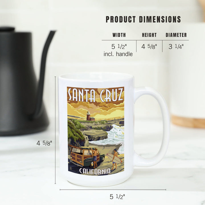 Santa Cruz, California, Woody and Lighthouse, Ceramic Mug Mugs Lantern Press 