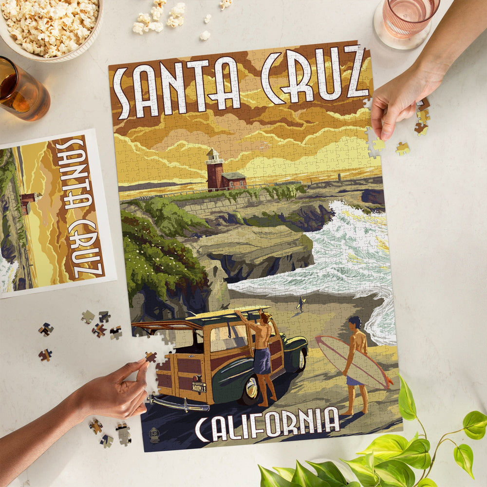 Santa Cruz, California, Woody and Lighthouse, Jigsaw Puzzle Puzzle Lantern Press 