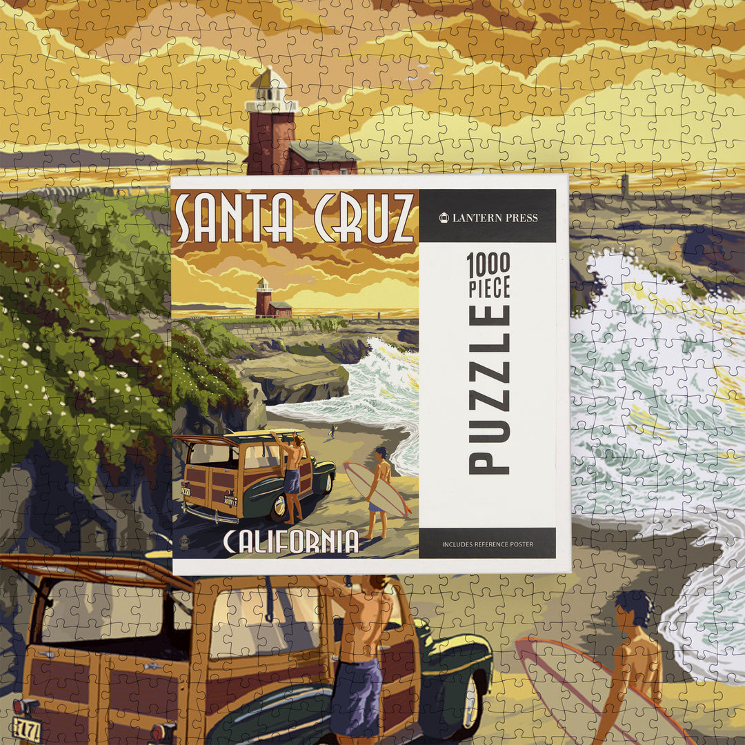 Santa Cruz, California, Woody and Lighthouse, Jigsaw Puzzle Puzzle Lantern Press 