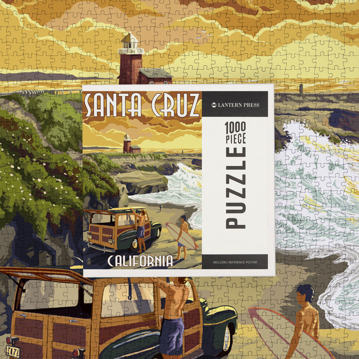 Santa Cruz, California, Woody and Lighthouse, Jigsaw Puzzle Puzzle Lantern Press 