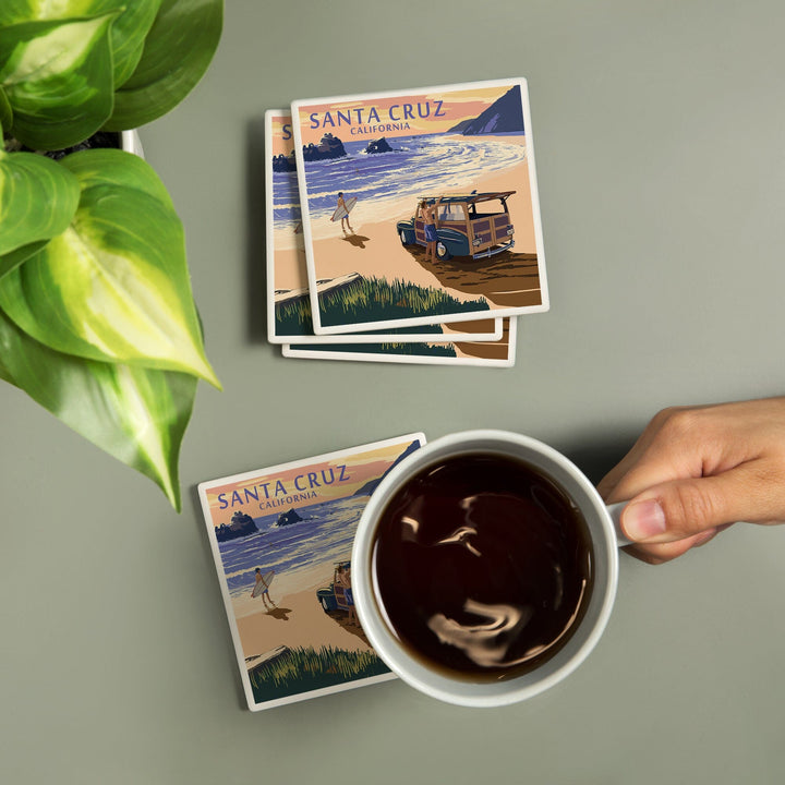 Santa Cruz, California, Woody on Beach, Coasters Coasters Lantern Press 