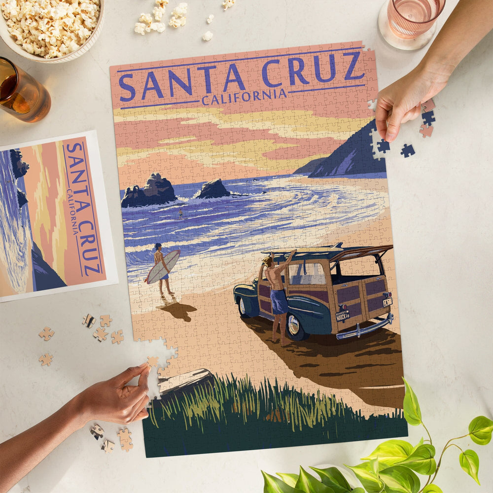 Santa Cruz, California, Woody on Beach, Jigsaw Puzzle Puzzle Lantern Press 