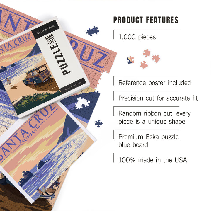 Santa Cruz, California, Woody on Beach, Jigsaw Puzzle Puzzle Lantern Press 