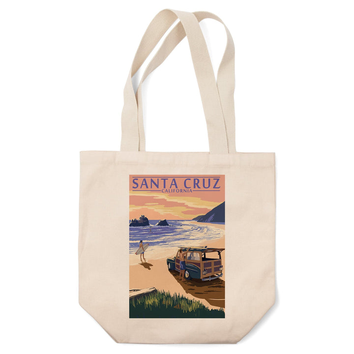 Santa Cruz, California, Woody on Beach, Lantern Press Artwork, Tote Bag Totes Lantern Press 
