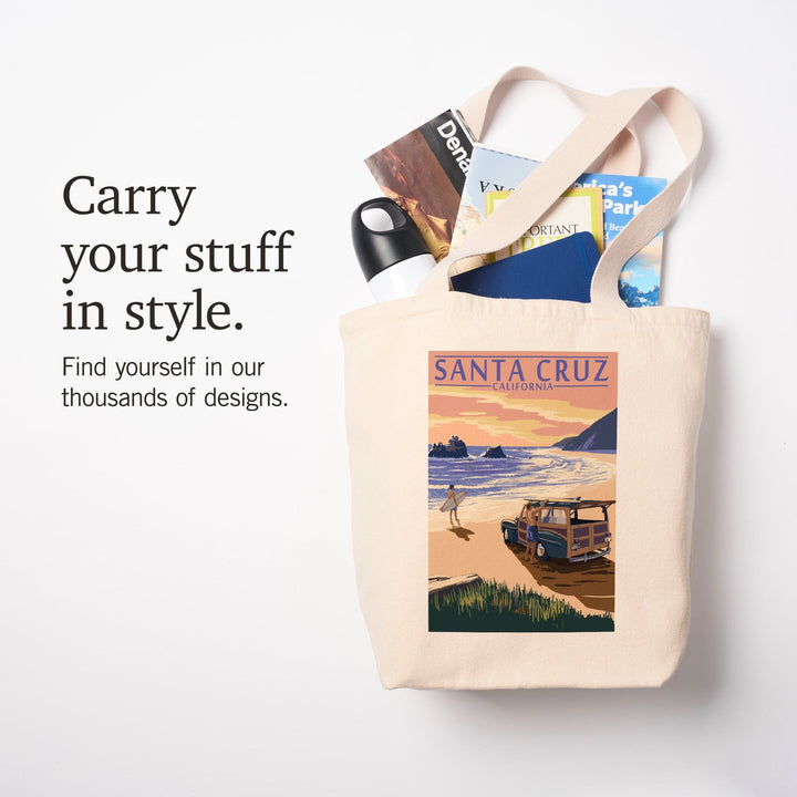 Santa Cruz, California, Woody on Beach, Tote Bag Totes Lantern Press 