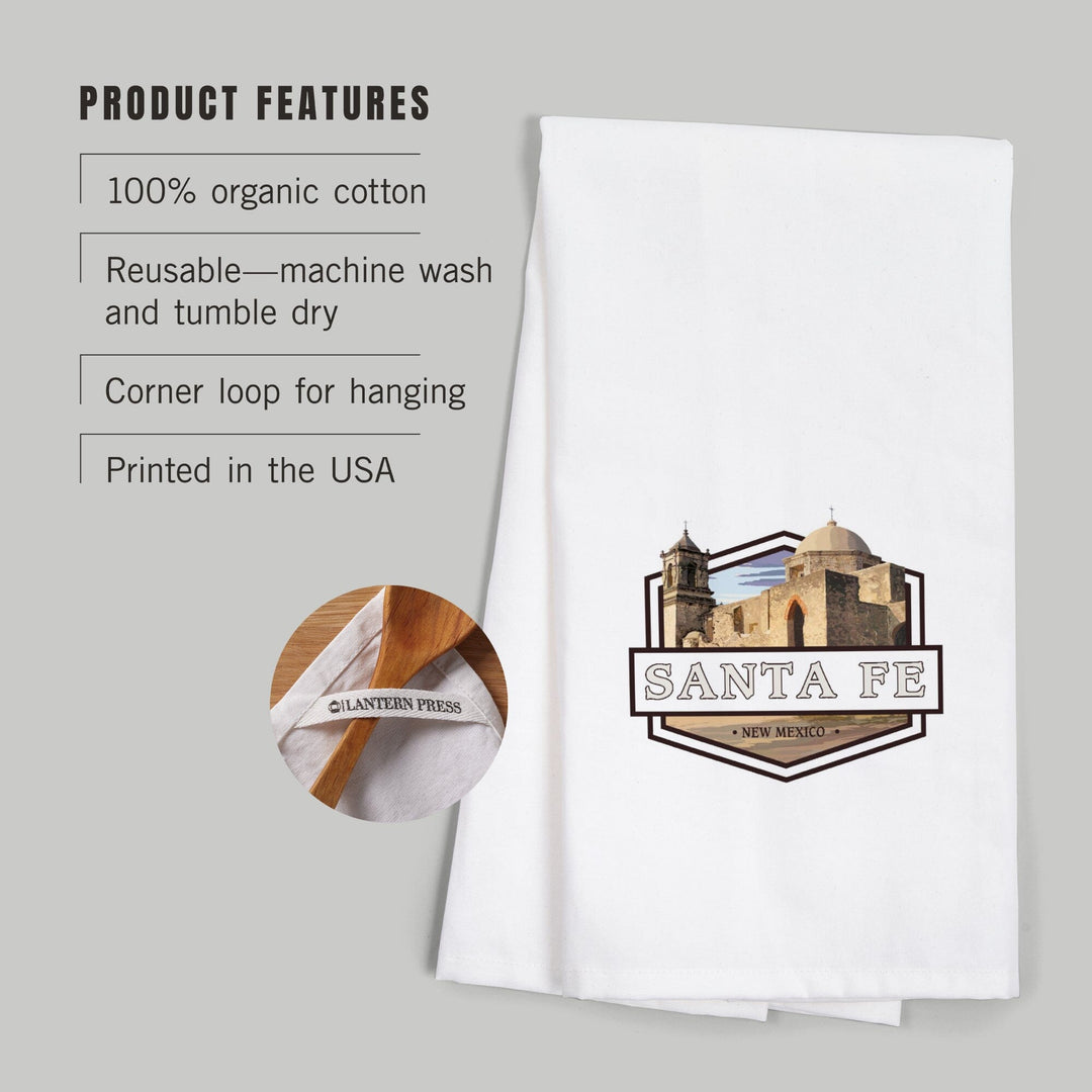 Santa Fe, New Mexico, Contour, Organic Cotton Kitchen Tea Towels Kitchen Lantern Press 