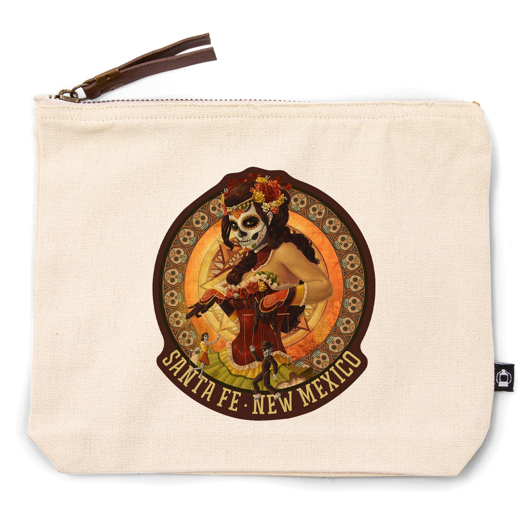 Santa Fe, New Mexico, Day of the Dead, Marionettes,, Organic Cotton Zipper Pouch, Go Bag Go Bag Lantern Press 