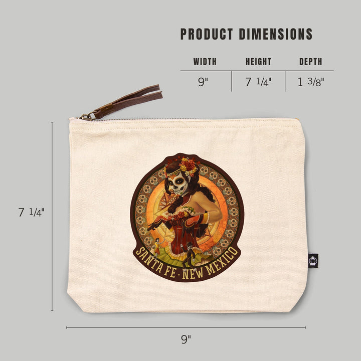 Santa Fe, New Mexico, Day of the Dead, Marionettes,, Organic Cotton Zipper Pouch, Go Bag Go Bag Lantern Press 
