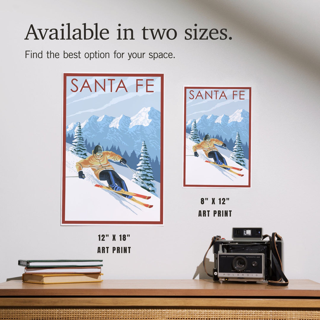 Santa Fe, New Mexico, Downhill Skier, Art & Giclee Prints Art Lantern Press 