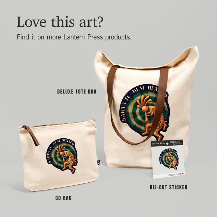 Santa Fe, New Mexico, Kokopelli,, Organic Cotton Zipper Pouch, Go Bag Go Bag Lantern Press 
