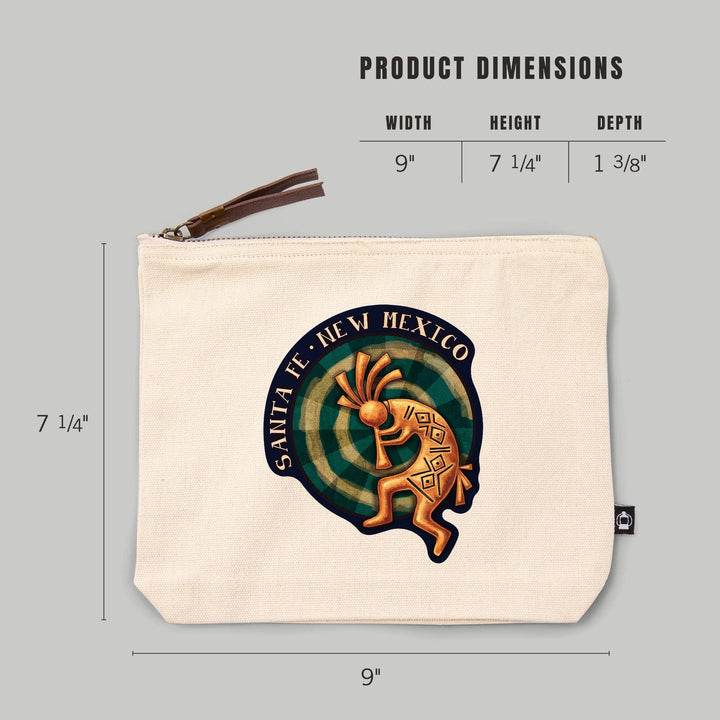 Santa Fe, New Mexico, Kokopelli,, Organic Cotton Zipper Pouch, Go Bag Go Bag Lantern Press 