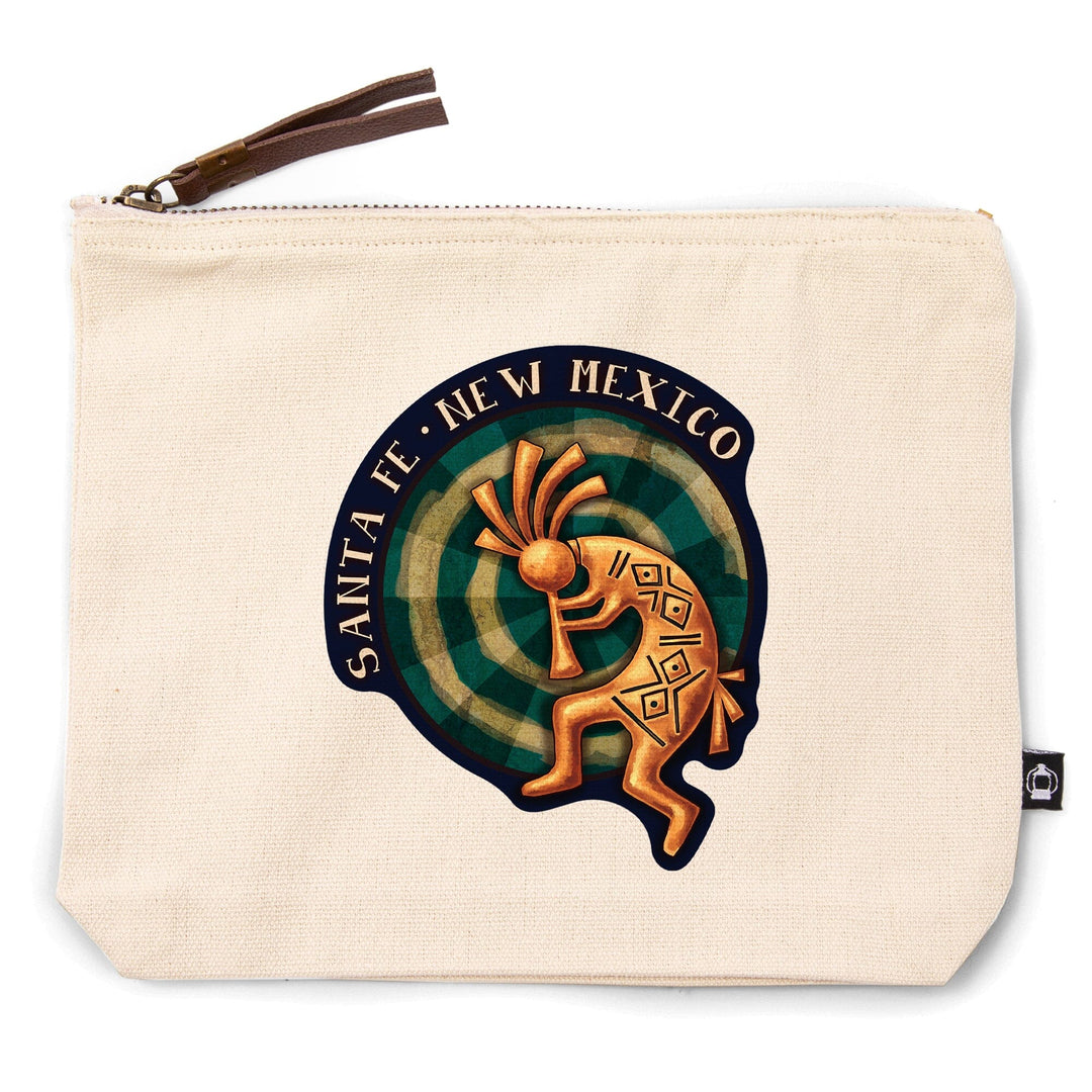 Santa Fe, New Mexico, Kokopelli,, Organic Cotton Zipper Pouch, Go Bag Go Bag Lantern Press 
