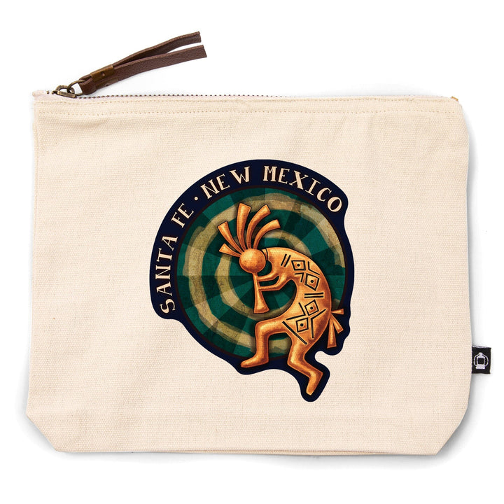 Santa Fe, New Mexico, Kokopelli,, Organic Cotton Zipper Pouch, Go Bag Go Bag Lantern Press 
