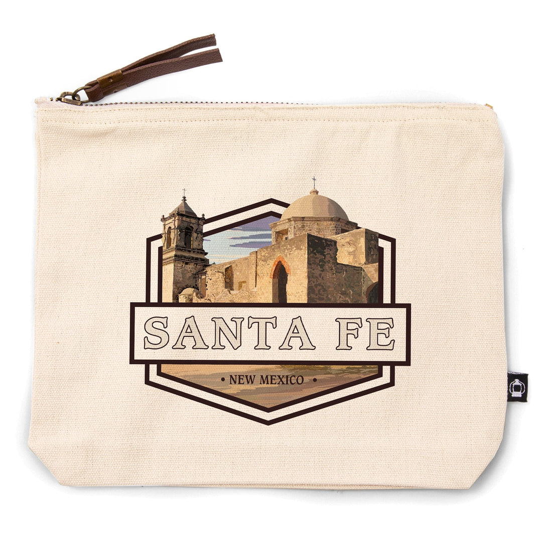 Santa Fe, New Mexico,, Organic Cotton Zipper Pouch, Go Bag Go Bag Lantern Press 