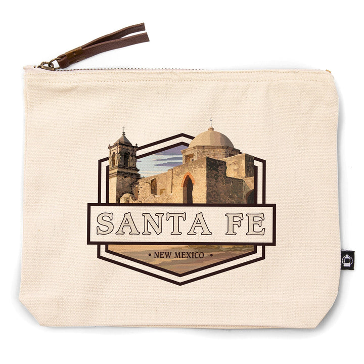 Santa Fe, New Mexico,, Organic Cotton Zipper Pouch, Go Bag Go Bag Lantern Press 