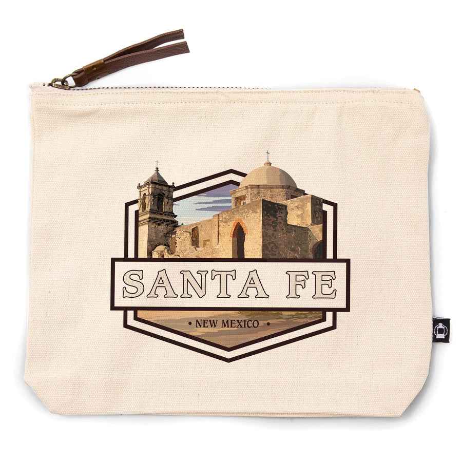 Santa Fe, New Mexico,, Organic Cotton Zipper Pouch, Go Bag Go Bag Lantern Press 