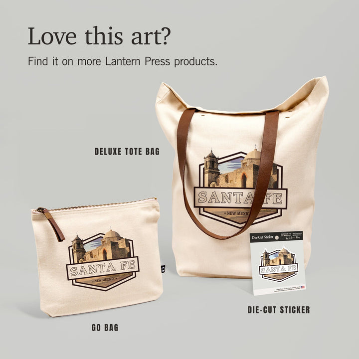 Santa Fe, New Mexico,, Organic Cotton Zipper Pouch, Go Bag Go Bag Lantern Press 