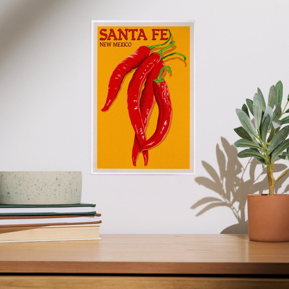 Santa Fe, New Mexico, Red Chiles, Letterpress, Art & Giclee Prints Art Lantern Press 